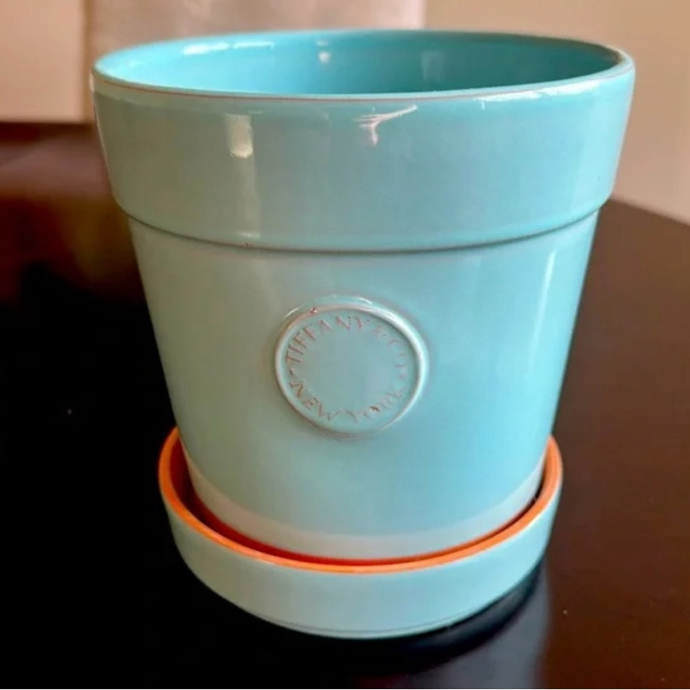 Tiffany & Co. Blue and Orange Ceramic Planter